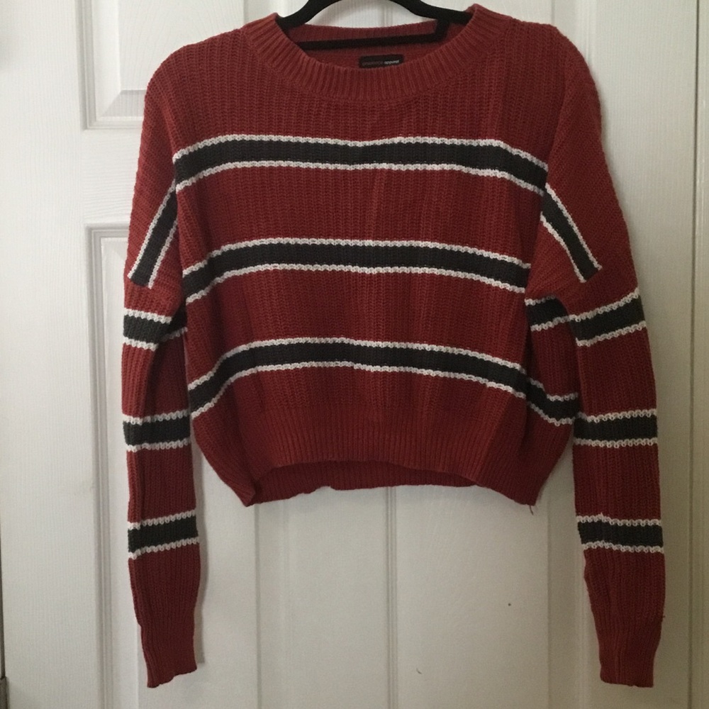Striped Rust Crewneck Sweater - Women
